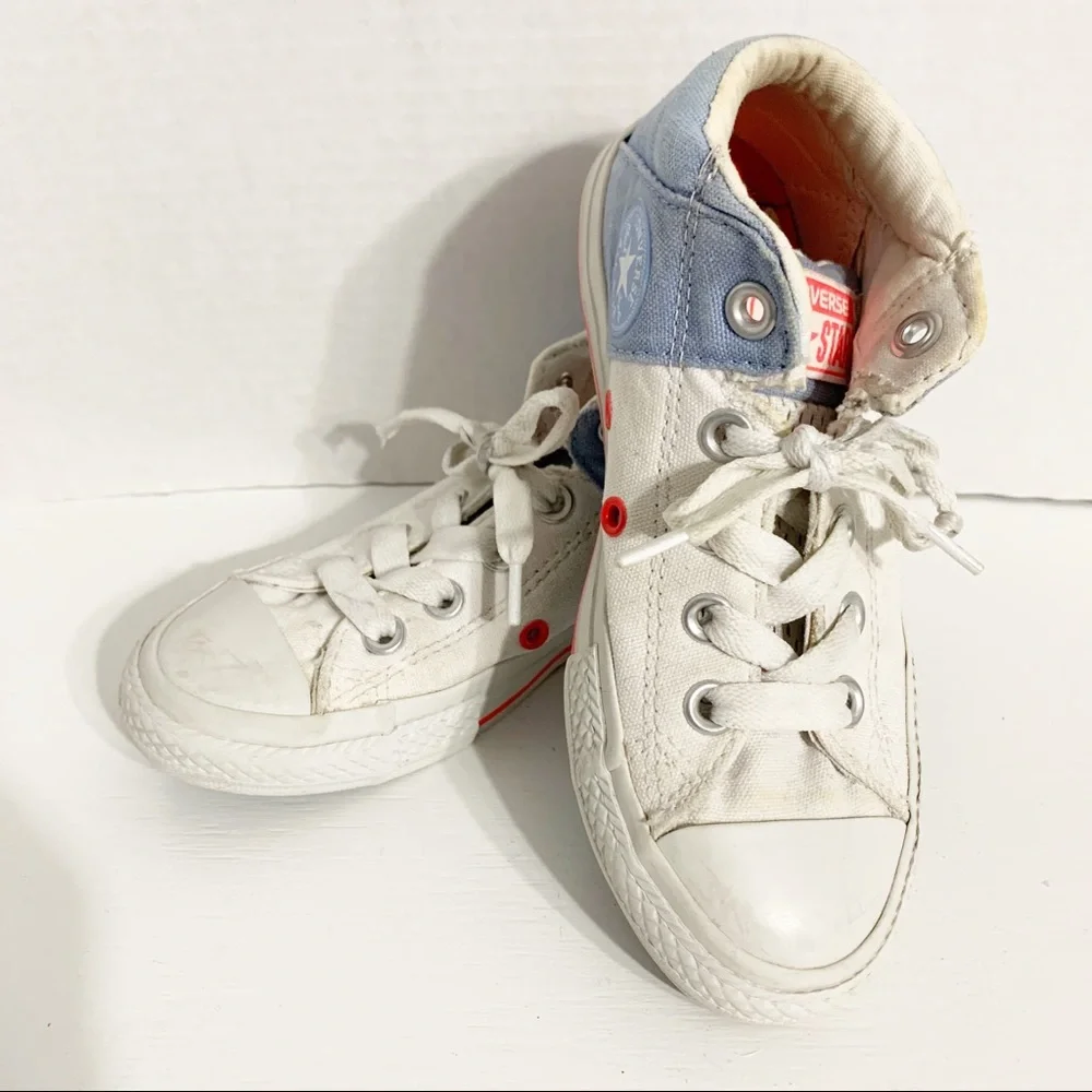 Converse All Star Chuck Taylor Mid Top Lace Up Two Toned Sneakers Blue and White